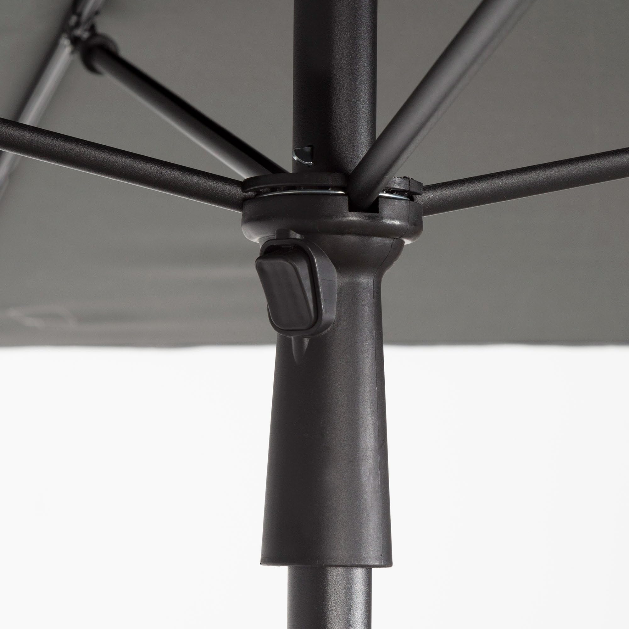 AKTIVE 61151 Kwadratowy parasol tarasowy, 175 x 175 cm, szary, stalowy drążek przechylny, tkanina poliestrowa z ochroną UV30, 4 wytrzymałe pręty, łatwy w montażu i przechowywaniu, parasol ogrodowy