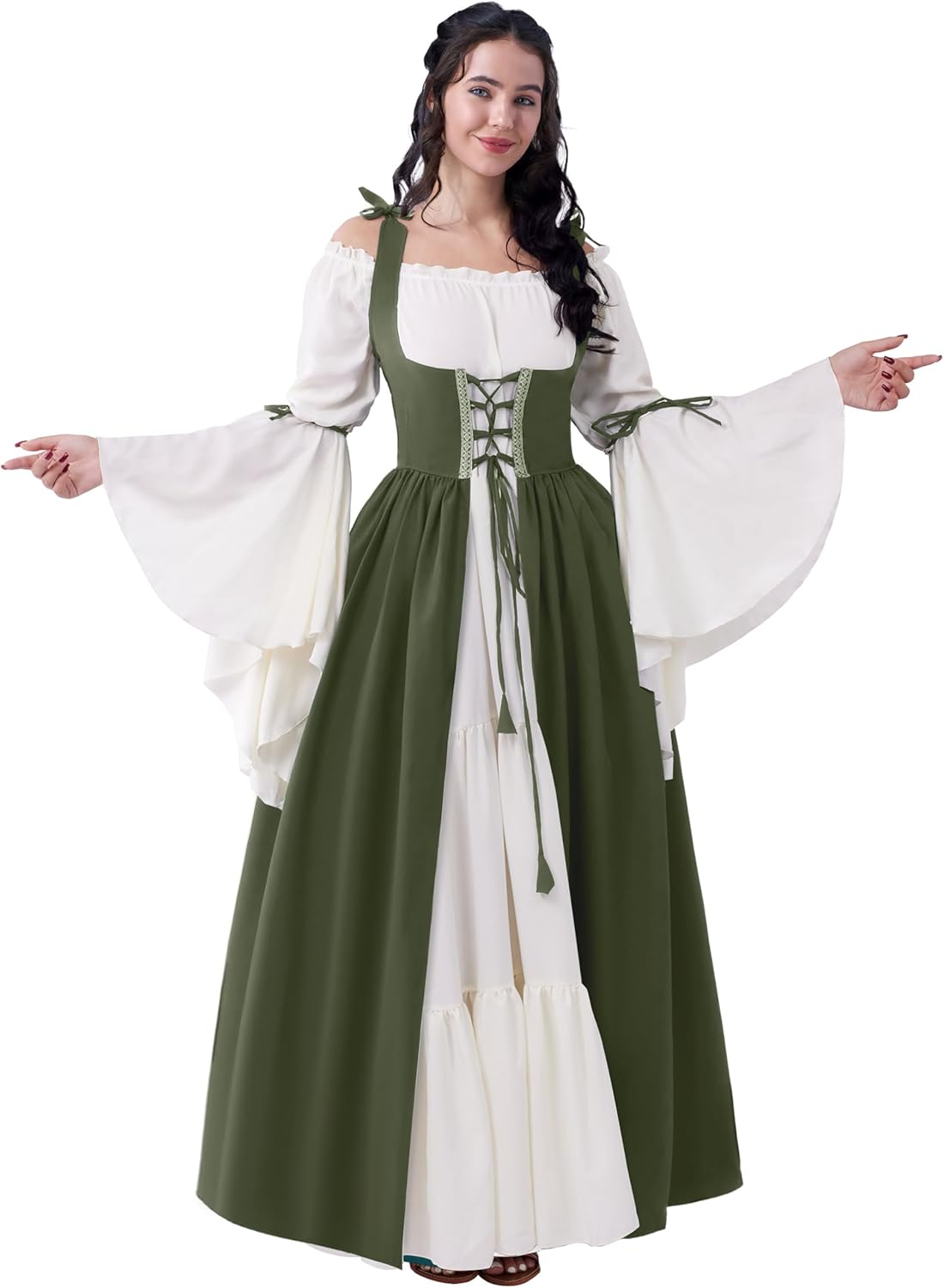 Spooktacular Creations Halloween Renaissance Costume Women, Renaissance Corset Dress, Plus Size Medieval Chemise for Cosplay