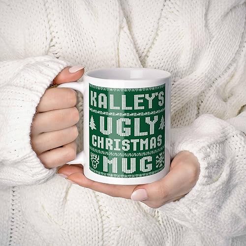 Miniatura 2 de Kalley Name Christmas Gift. Personalized Ugly Christmas Sweater Coffee Mug. Funny Custom Xmas Gift, Stocking Stuffer For Friends, Coworkers And