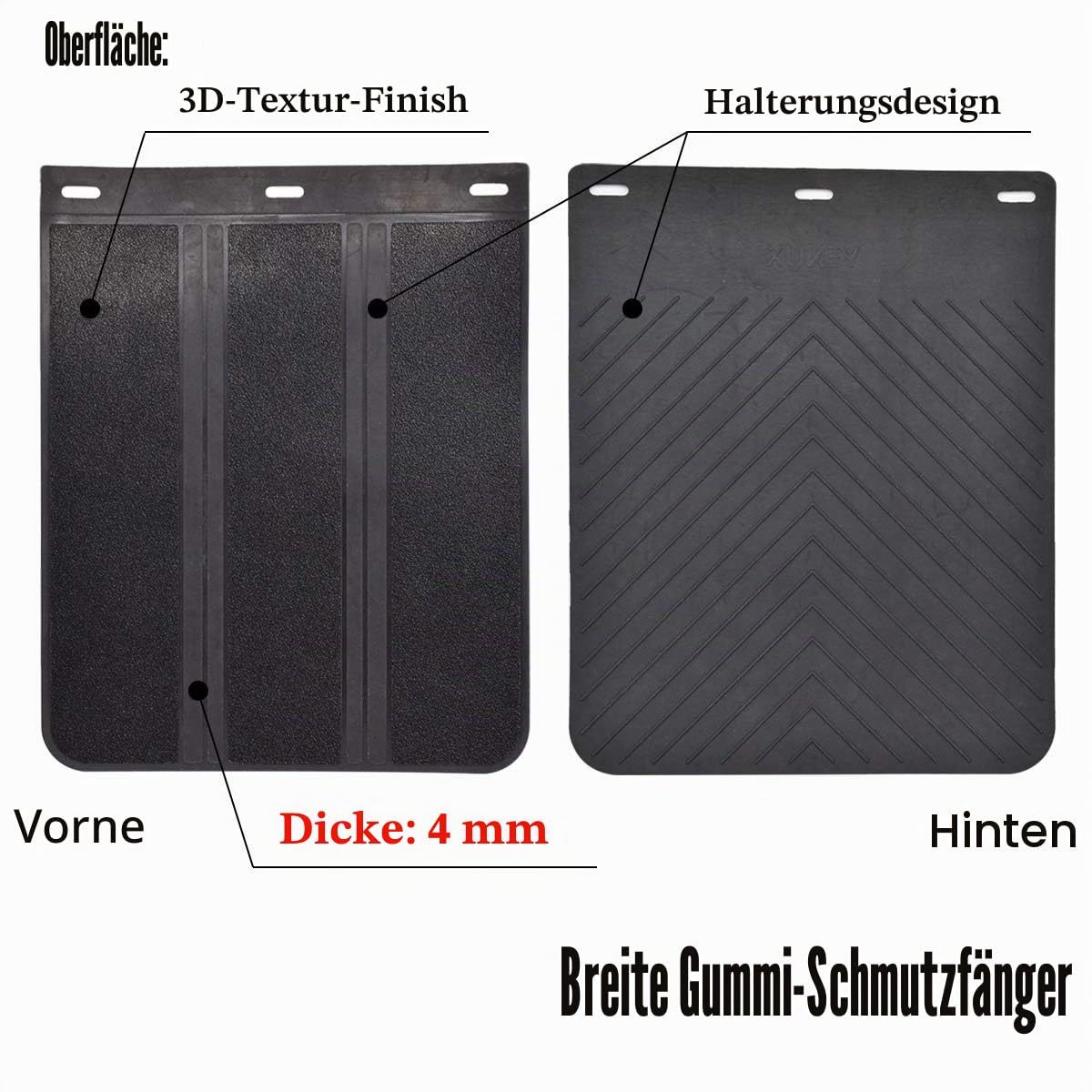XUKEY Universal-Schmutzfänger aus Gummi, strapazierfähig, für Auto, Pickup, SUV, Van, LKW, Minivans, Wohnmobil, Schmutzfänger, Spritzschutz, Schmutzfänger, 2 Stück