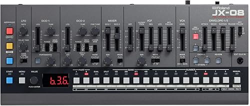 Roland Sintetizador boutique de módulo de sonido de mesa JX-08 - Compacto, ligero, portátil, altavoces integrados y operación con batería