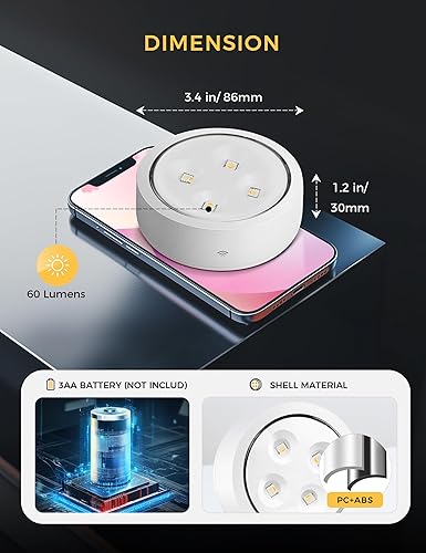 Miniatura 10 de Stick on Lights with Remote Shelf Lights Battery Operated Push Lights Small Led Bookshelf Lights Above Cabinet Lighting 2 Pack Black