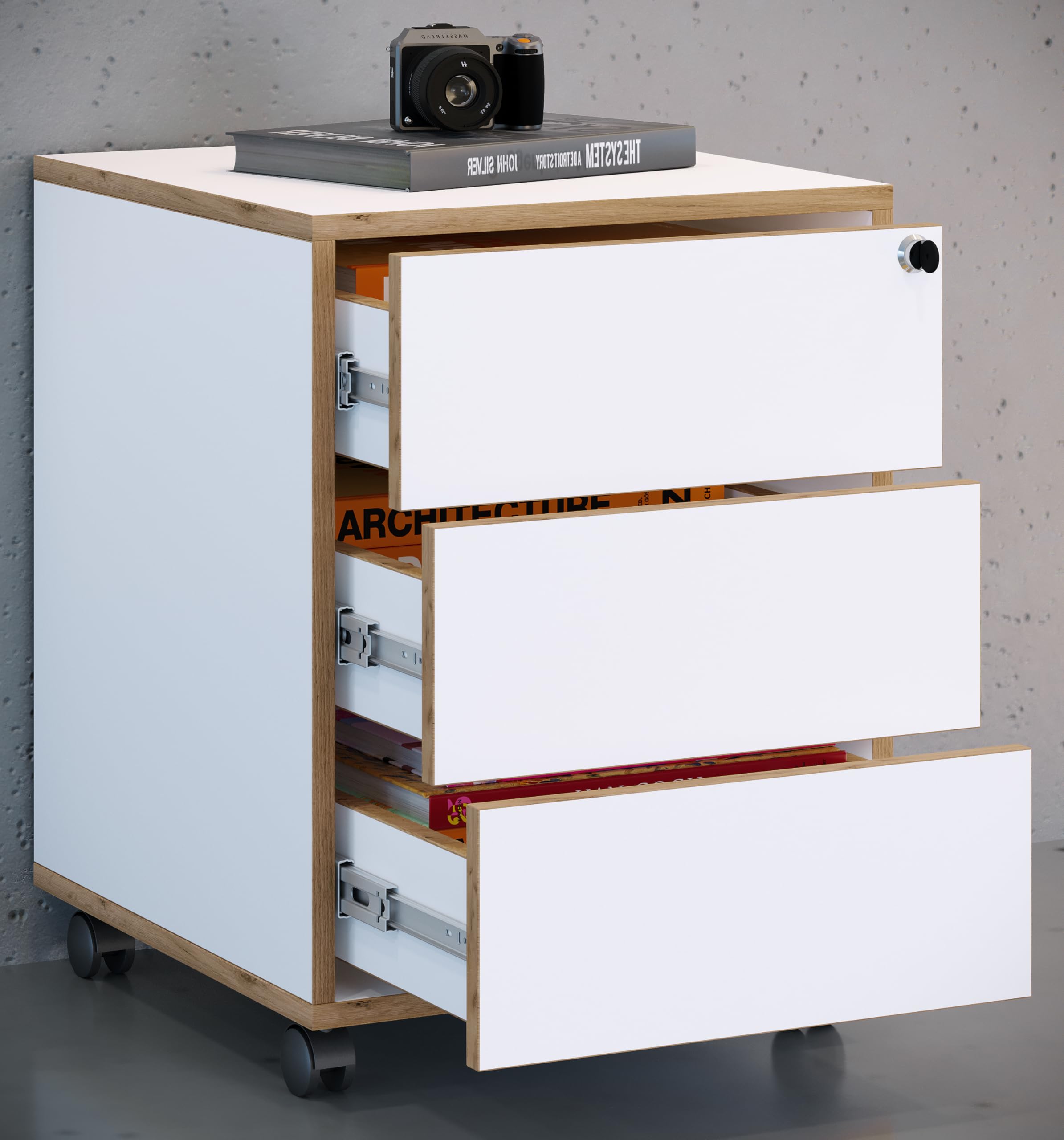 VCM Rollcontainer 42x45x50 cm 3 Schubladen Serie Salia mit Rollen