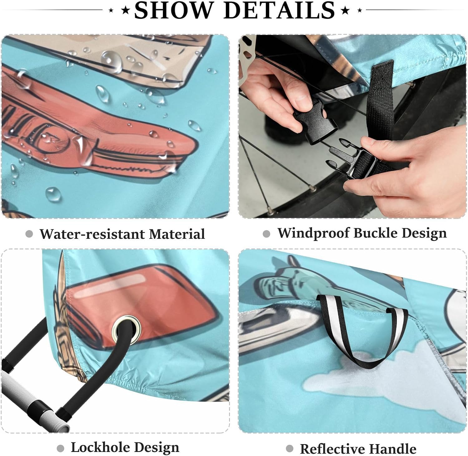 ALAZA Travel Stickers Bike Cover Waterproof Outdoor Ebike Bicycle Covers Tarp Protection for 1/2 Bikes, Sun UV Dust Wind Proof