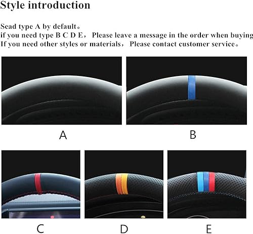 Miniatura 4 de POVEZON Car Accessories Steering Wheel Cover DIY Hand-Stitched Black Leatherfor SsangYong Korando 2010-2019