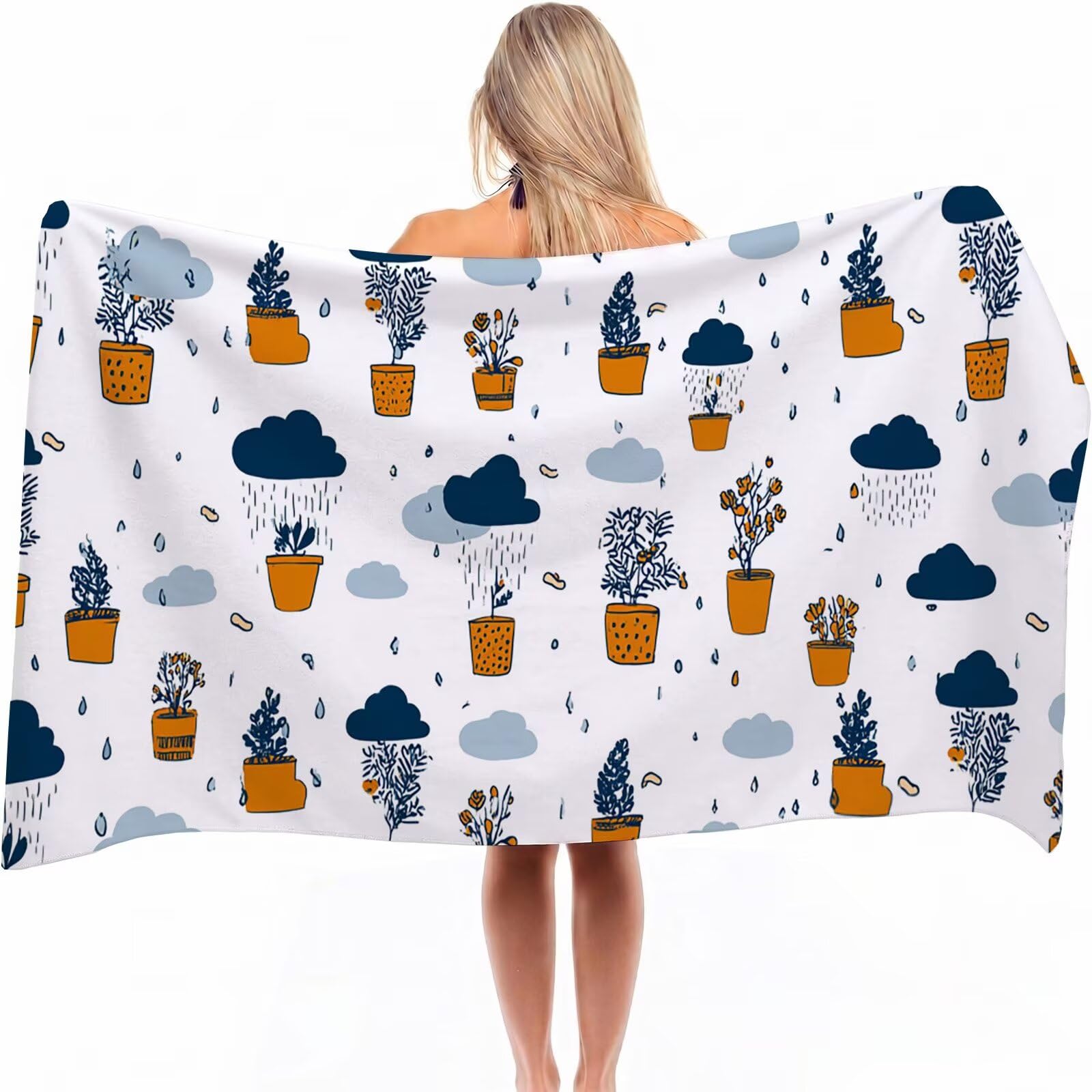 Serviette de bain grande taille microfibre légère 220x100 cm drap de plage blanc