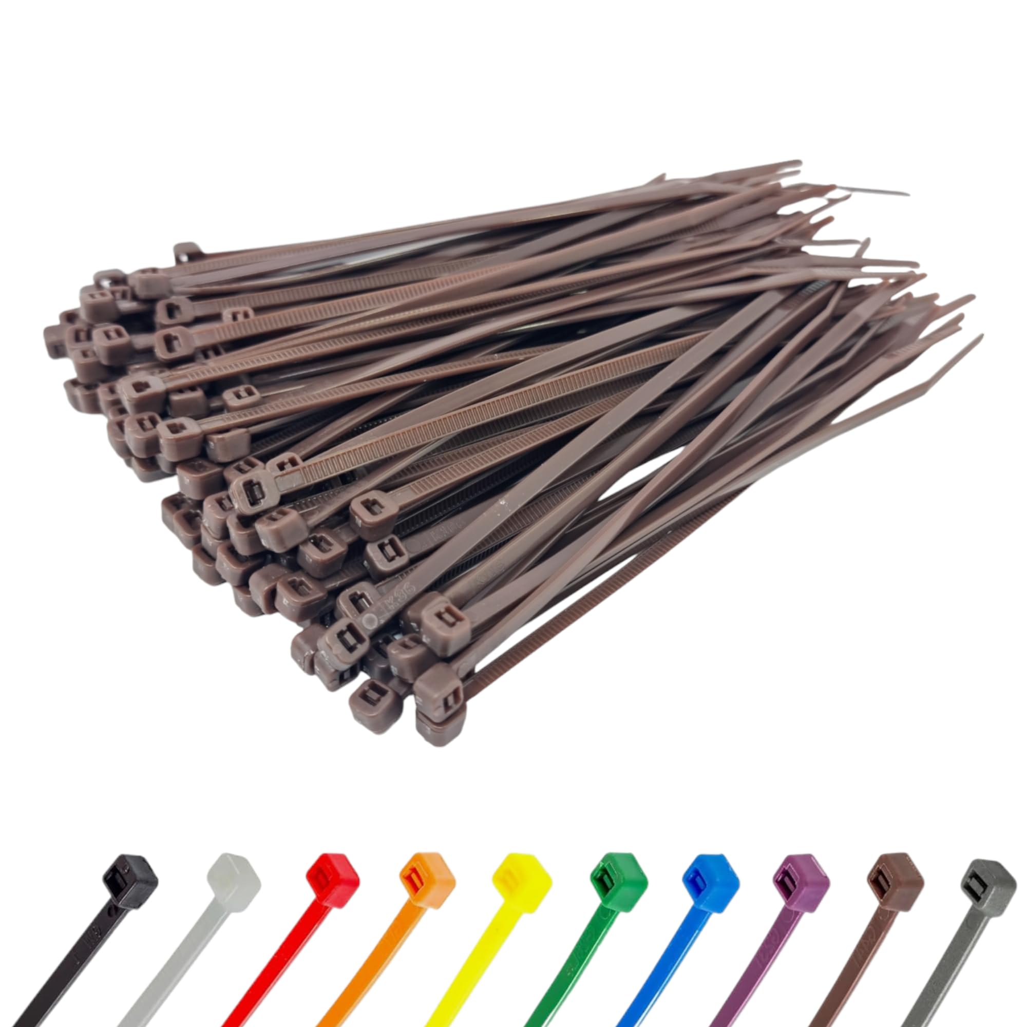 Brown Cable Ties (1000 Pack - 450mm x 9.0mm) Heavy Duty Nylon Zip Ties Plastic Tie Wraps for Office Cable Tidy Garden DIY
