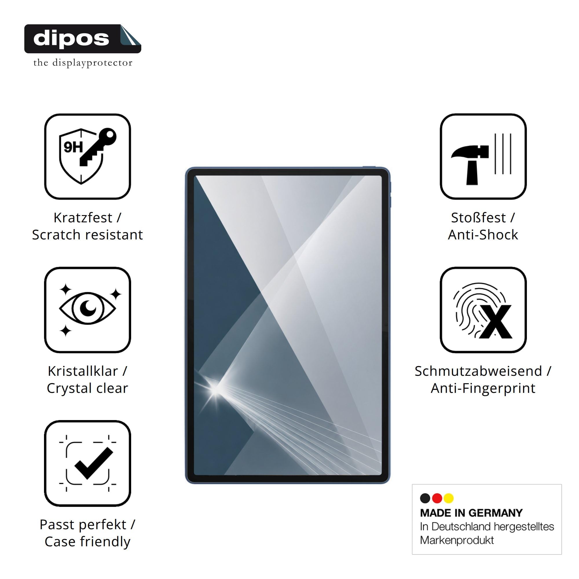dipos 2x Film protection écran 9H pour Motorola Moto Pad 70 Pro | Transparent HD, incassable, non en verre, anti-choc, sur mesure, anti-rayures, sans bulles, adhésion sans colle