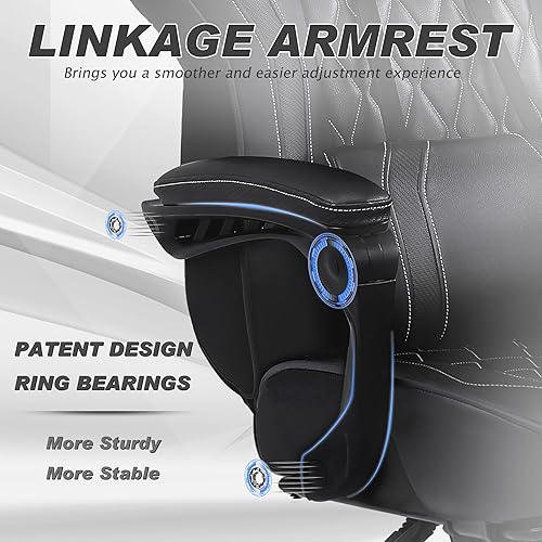 Miniatura 7 de Vonesse Silla para Videojuegos, Silla de Oficina para Computadora con Reposapiés, Sillas Reclinables para Juegos para Adultos, Silla Ergonómica