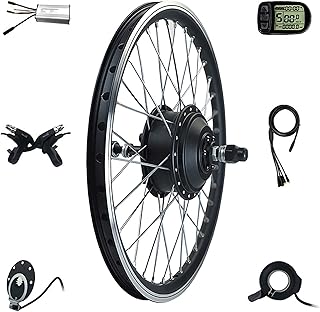 Electric Bicycle Motor Kit 36V/48V - 250W/350W/500W, Waterproof Rear Wheel E-Bike Conversion Kit with Lcd Display(32Km/H),48V/350W-24 (36V/500W 20")