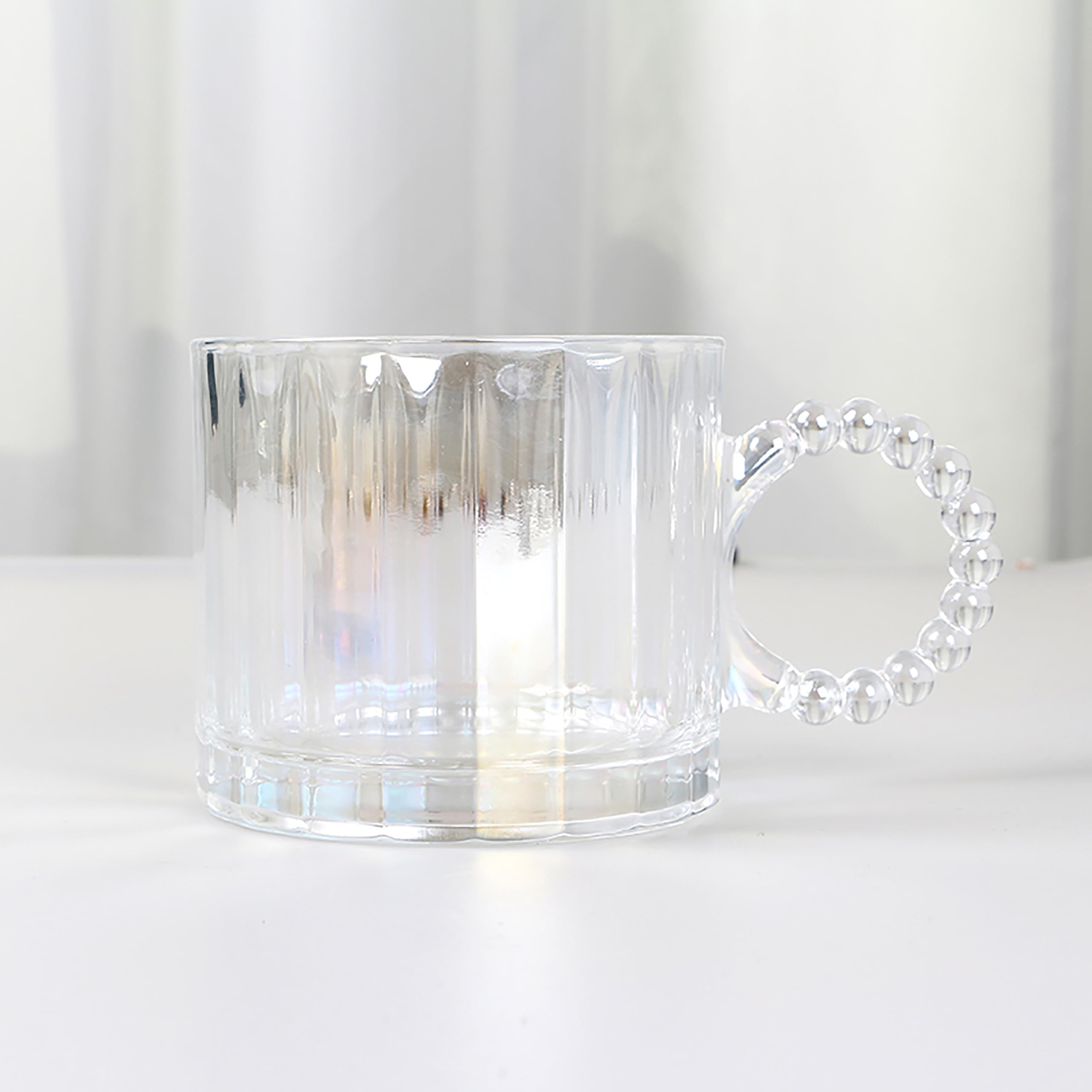 Promosyonca Kristal Cam Bardak Seti, 300ml, 6 Parça, Boncuk Kulplu