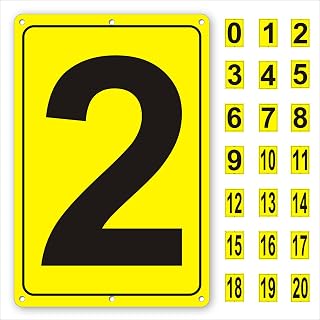 Number Sign 2 for Tennis Court, Numbered Sign for Parking Lots and Public Spaces, 12x8 inches Weatherproof and Easy to Install Metal Signs
