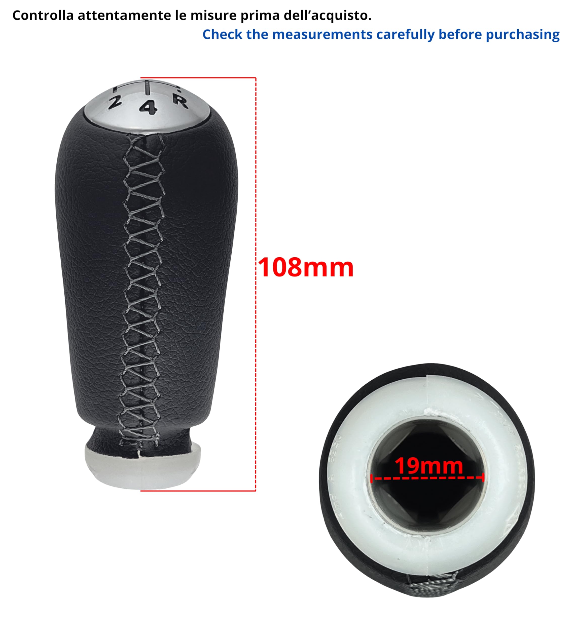 1neiSmartech Pomello Leva Cambio 5 Marce Compatibile con Renault Captur I 2013–2019 Prima Generazione, Compatibile con Oem 328651808R, con Retromarcia in Basso a Destra