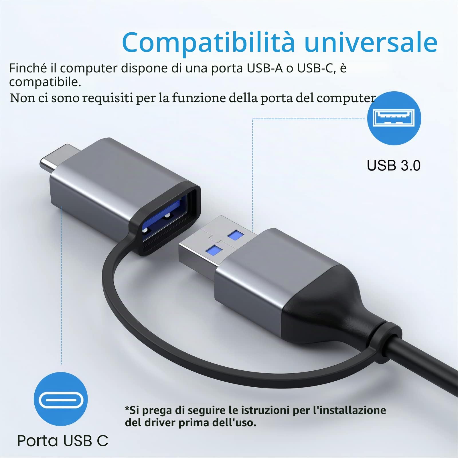 Hub USB HDMI Docking Station Dual Monitor, Adattatore Splitter Compatibile Con MacBook Pro/Air/M1/M2, Dell/HP - 3 Porte USB 2.0, 2 HDMI