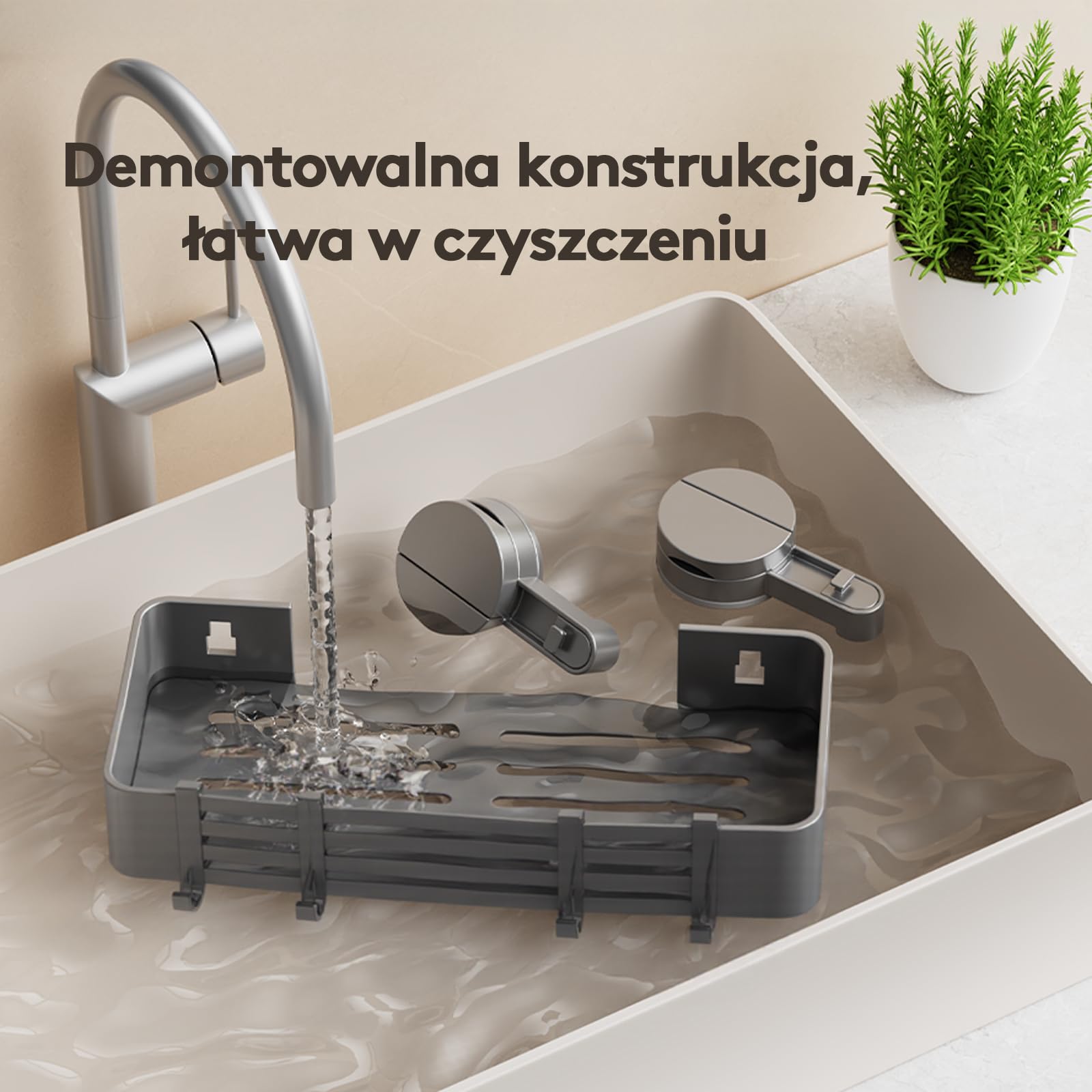 Prysznicowa Półka Z Przyssawką Bez Wiercenia | 4 Haczyki, Długość 32 cm, Nośność 10 kg, Montaż W 1 Minutę | Demontowalny I Nierdzewny Uchwyt Do Szamponu Pod Prysznic