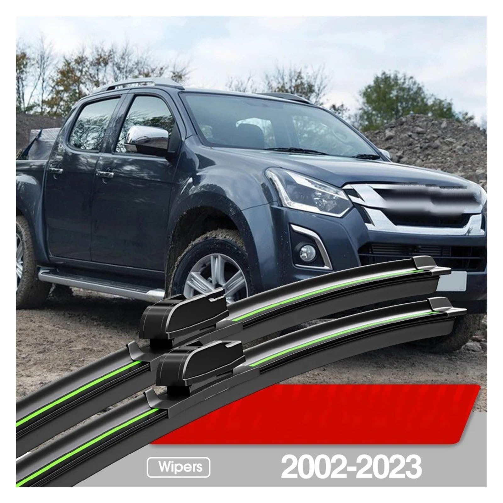 Limpia Parabrisas 2 Escobillas Limpiaparabrisas Delanteras para Isuzu para D-MAX 2002-2023 Accesorios Parabrisas Escobillas Limpiaparabrisas(Black,2020-2023)