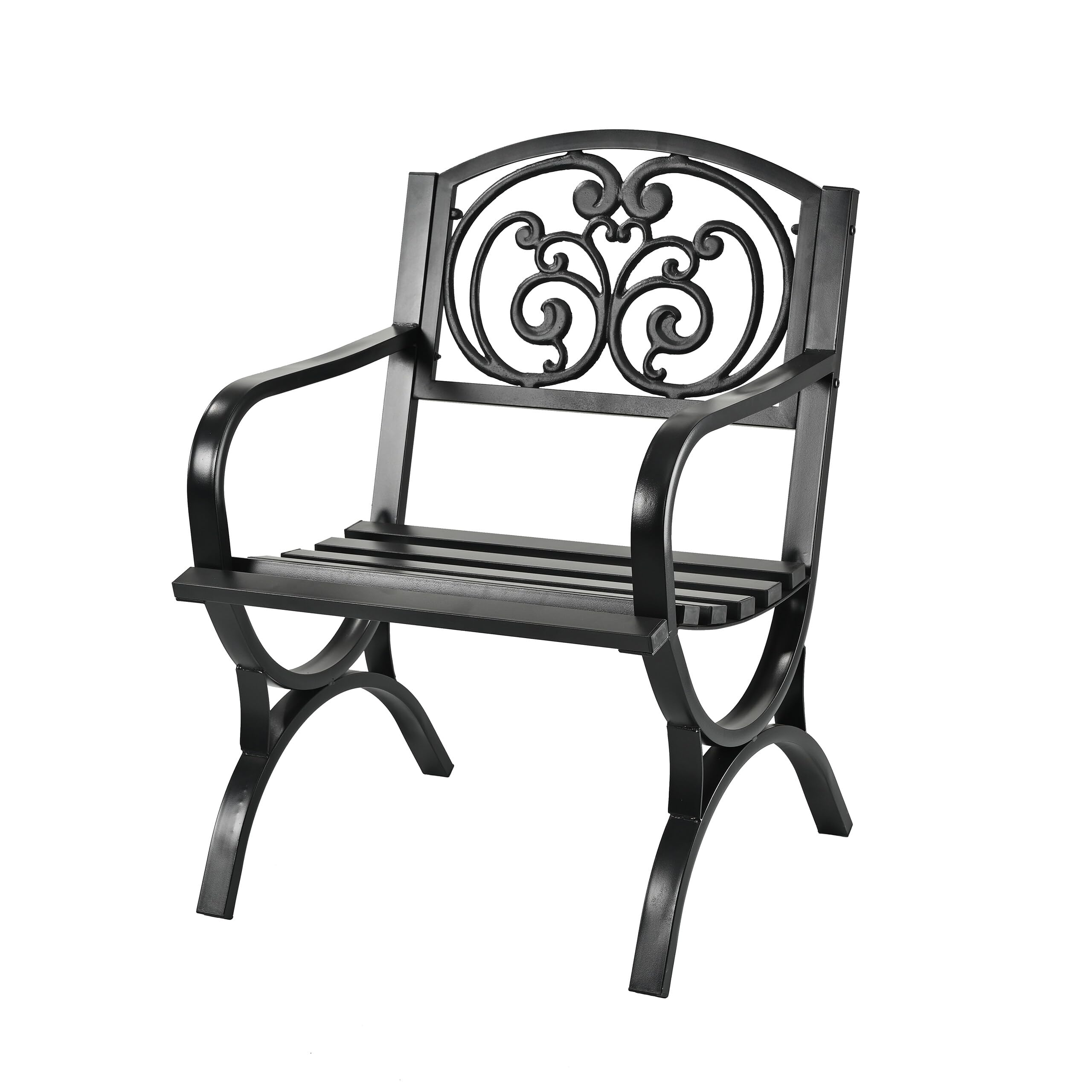 Relaxdays garden chair, with armrests, extra wide, metal, vintage outdoor chair, HWD: 85.5 x 60 x 56 cm, black