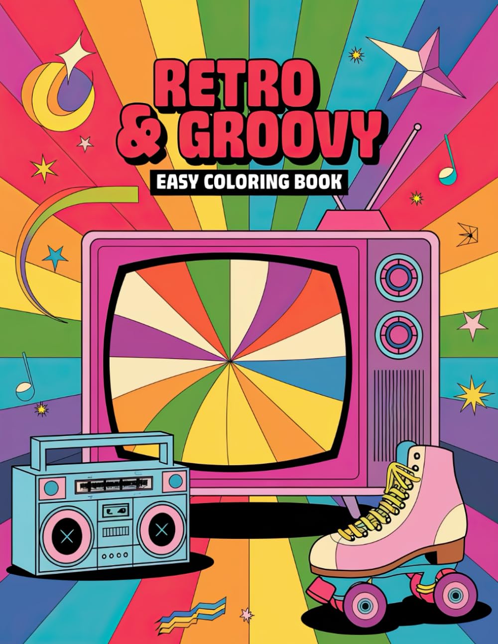 Retro & Groovy Easy Coloring Book: Easy Retro Patterns for Creative and Relaxing Coloring