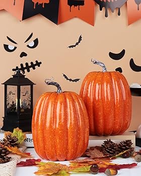 Amazon.com: vensovo 2PCS 8 Inch Orange Plastic Pumpkins for