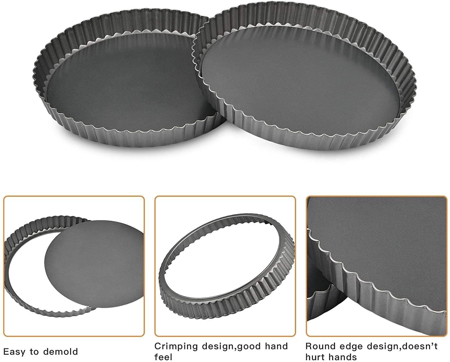 KitchenFest® Carbon Steel 9 inch Non-Stick Fluted Pizza Pan with Removable Loose Bottom Baking Pizza Pie Pan 4