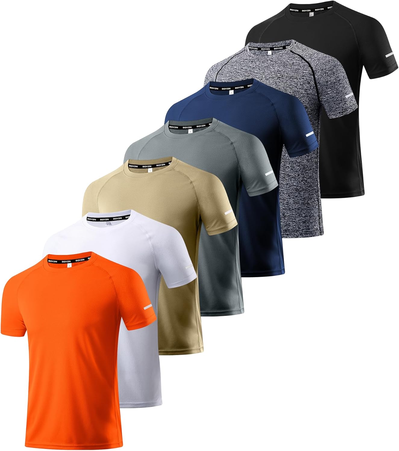 Boyzn Men’s Sports T-Shirts Pack of 1, 3 or 5, Short-Sleeved Functional Running Top, Quick-Drying, Breathable Sports Shirt, for Summer Fitness, Training, Hiking, Running, Workout, Bodybuilding