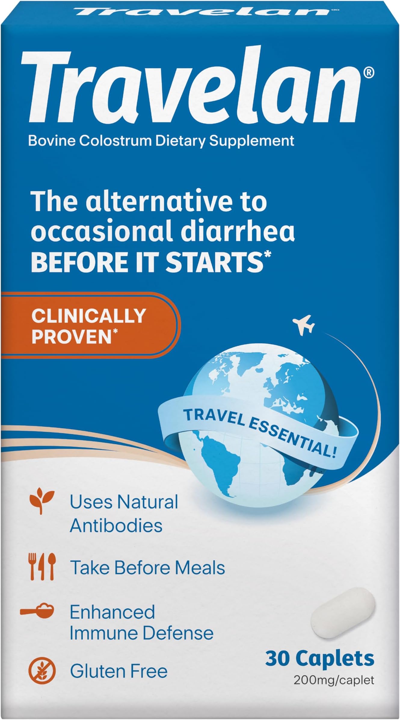 Anti Diarrhea Pills Help Prevent Traveler’s Diarrhea Before It Starts, Clinically Proven, Travel Essentials, Drug-Free Colostrum, Natural Digestive and Immune Support Supplement, 30 Count