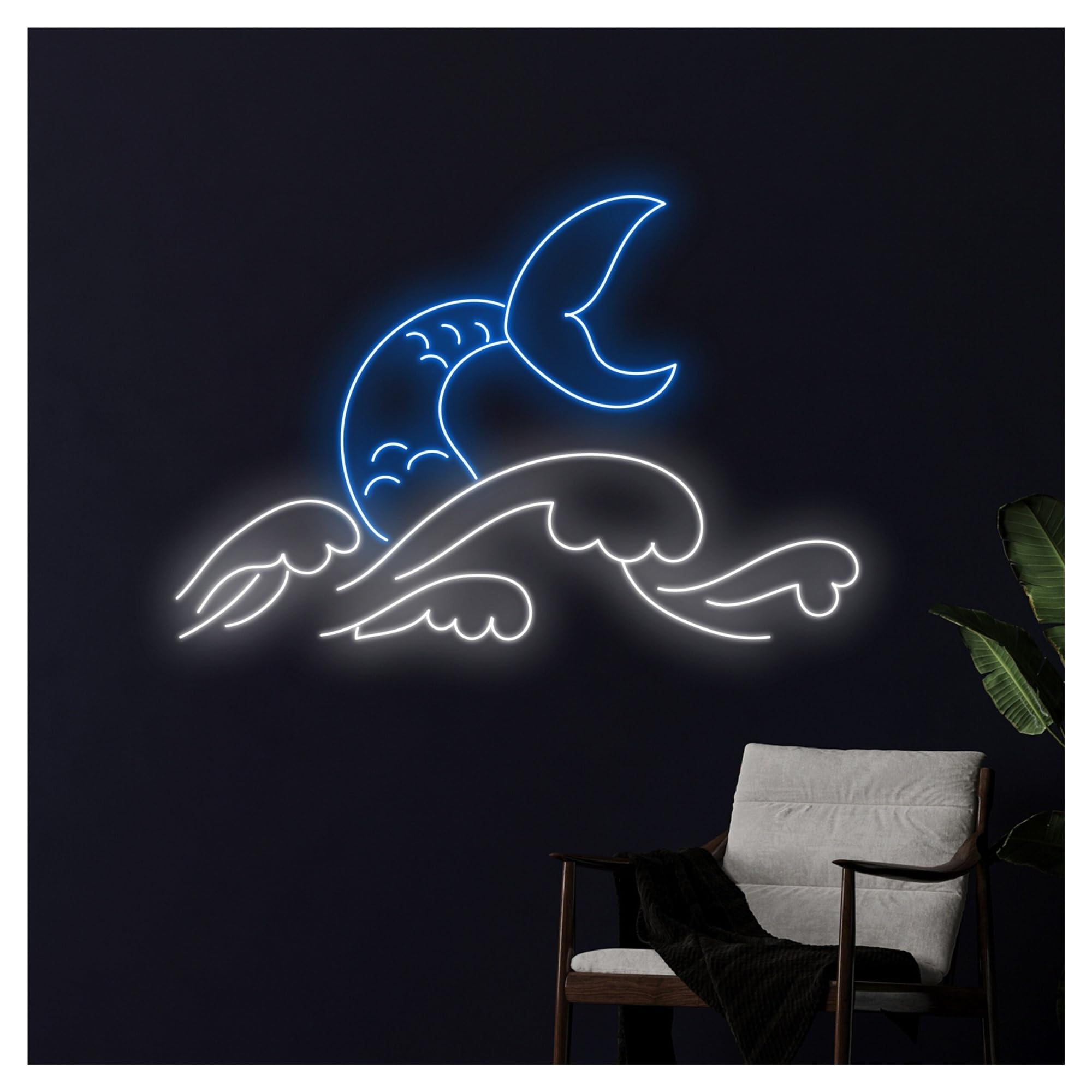 Luces de neón Letrero De Neón Con Diseño Cola Sirena, Decoración Pared Para Habitación Infantil, 60cm