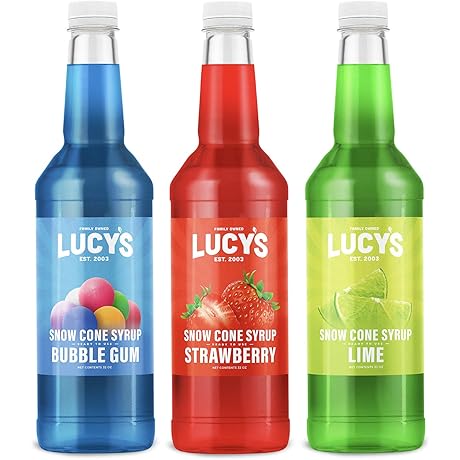 Lucy's Family-Owned Shaved Ice Strawberry Snow Cone Syrup