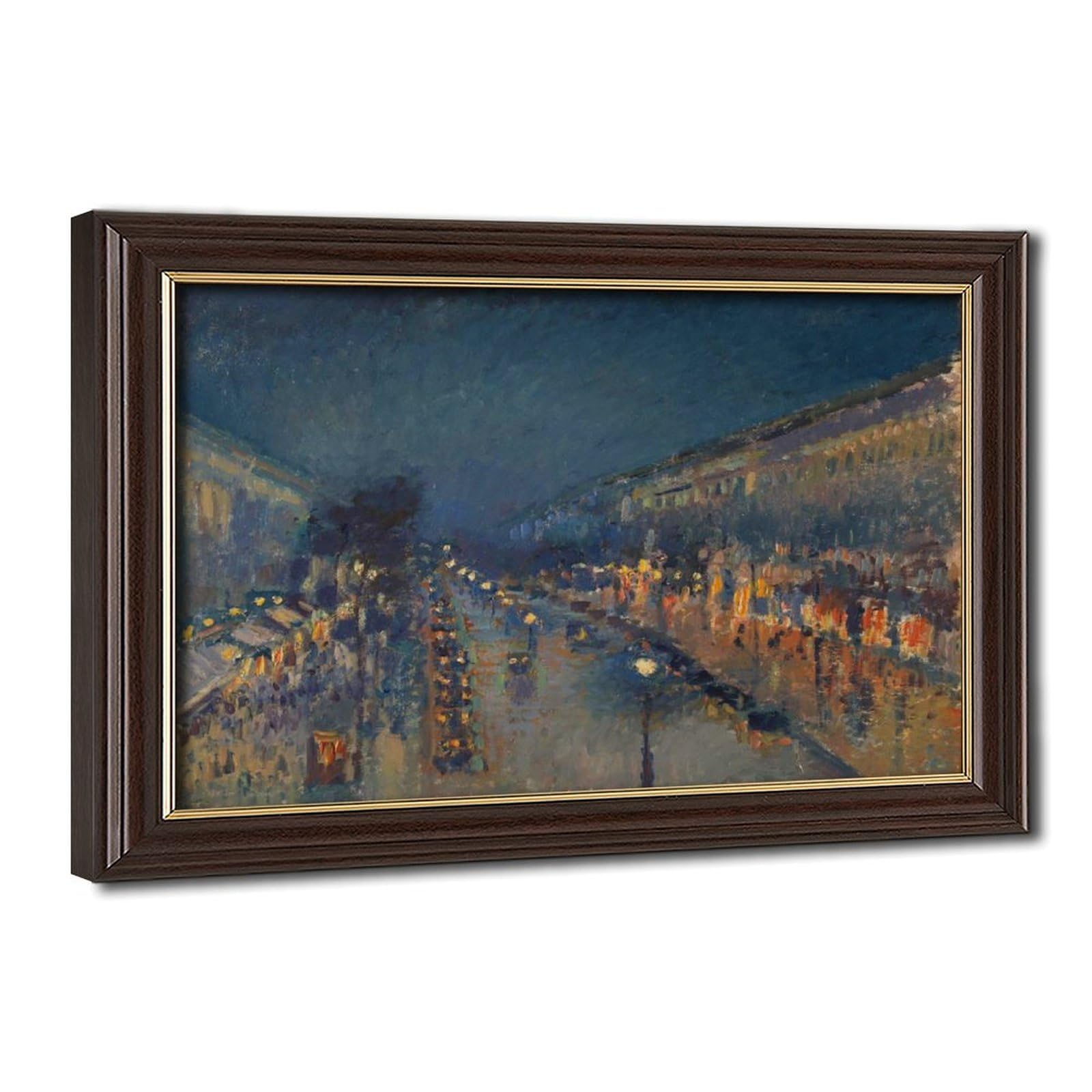 WCYB Camille Pissarro The Boulevard Montmartre at Night Posters Prints Canvas Deco Paintings Wall Art Hangable Frame 24" L X 36" W