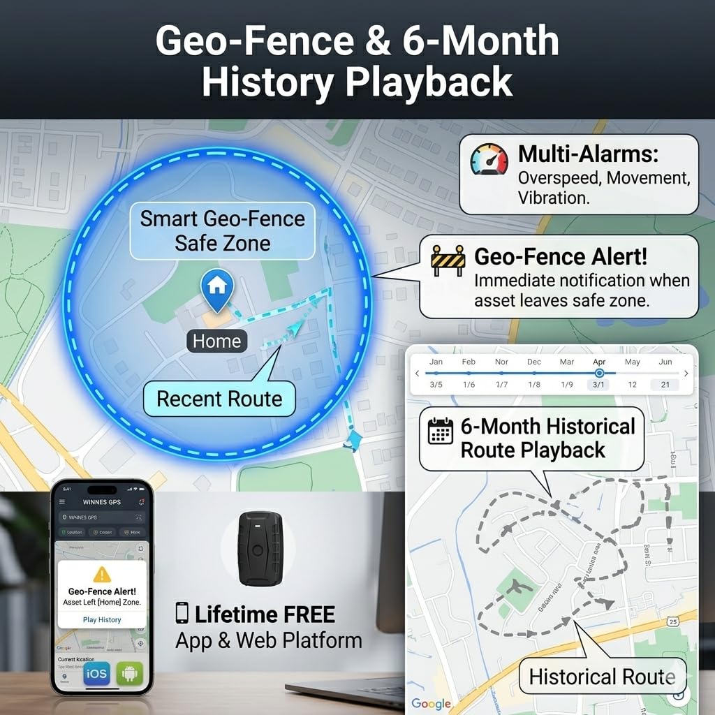 TKMARS 4G GPS 20000mAh,4G Localizzatori GPS Tracker per auto/Camion Magnetico Antifurto Impermeabile,SMS/APP/PC Monitor in Tempo Reale,Geo-fence Alarm con APP Senza Abbonamento per iOS&Android TK918