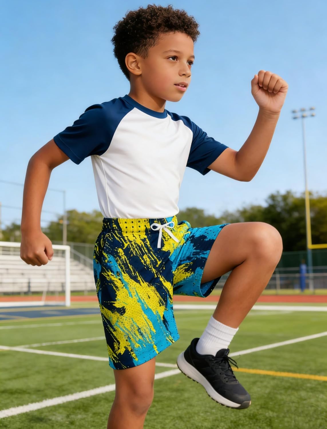 Cozople Boys Athletic Shorts Kids Mesh Breathable Basketball Shorts 4-Way Stretch Shorts for 5-14 Years