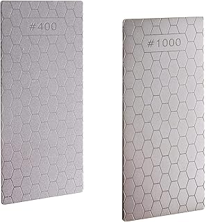 Diamond Sharpening Stone, 2PCS JINGYUANUS Knife Sharpener Stone Whetstone Honeycomb Surface Diamond Sharpener Plate with Non-Slip Base for Pocket Knives Scissor, Outdoor Kitchen Tools (400/1000 Grit)