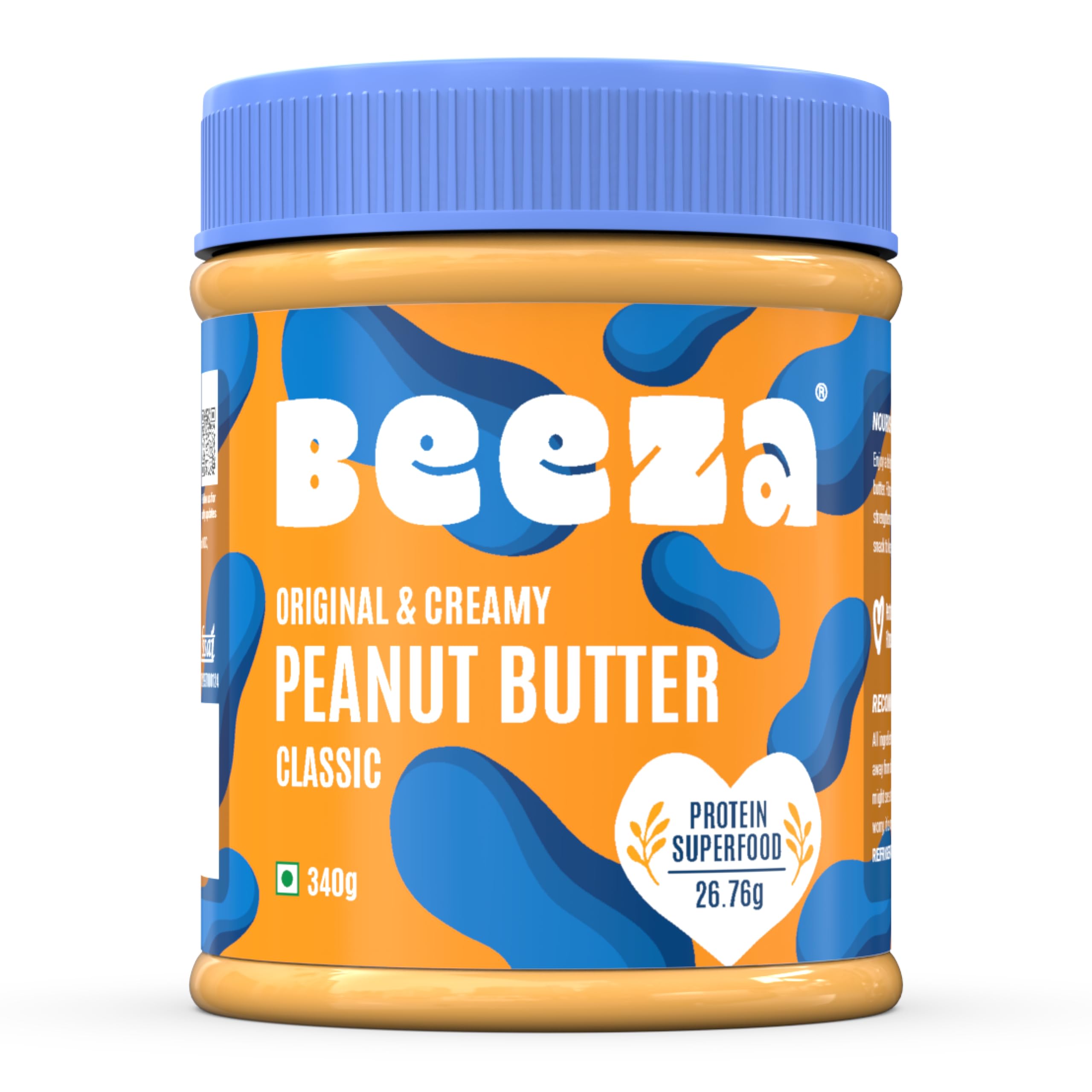 Sponsored Ad - Beeza Original Creamy Peanut Butter 340g | High Protein Smooth Spread | Premium Roasted Peanuts | Zero Trans Fat | No Preservatives | Cholesterol Free