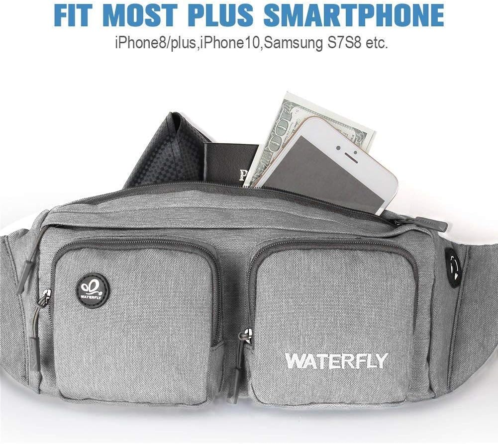 WATERFLY Fanny Pack Waist Bag: Travel Hip Pouch Bum Bag Plus Size Crossbody Fannie Pack Adjustable Belt Waistpack Phanny Fannypack for Man Woman Hiking Walking Jogging - Image 4