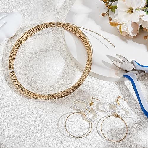 Miniatura 4 de BENECREAT Alambre dorado texturizado grabado de calibre 18, 33 pies, alambre de cobre texturizado, alambre de latón medio duro para joyería y