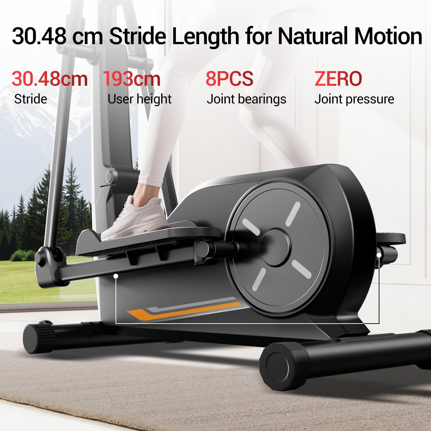 UMAY Crosstrainer für Zuhause, 16 Widerstandsstufen, Leiser Magnetischer Ellipsentrainer, 40cm Schrittlänge, Herzfrequenzgriffe,LCD-Display Cross Trainer, Tragfähigkeit 159kg