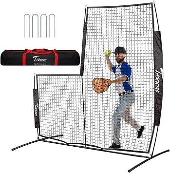 Baseball Softball Pitching Screen, Pitcher Protection Net with Upgrade Frame, Baseball Batting Pitching Net for Backyard Field Outdoor, L Screen or I Screen-Pitcher Protection Net with Carry Bag