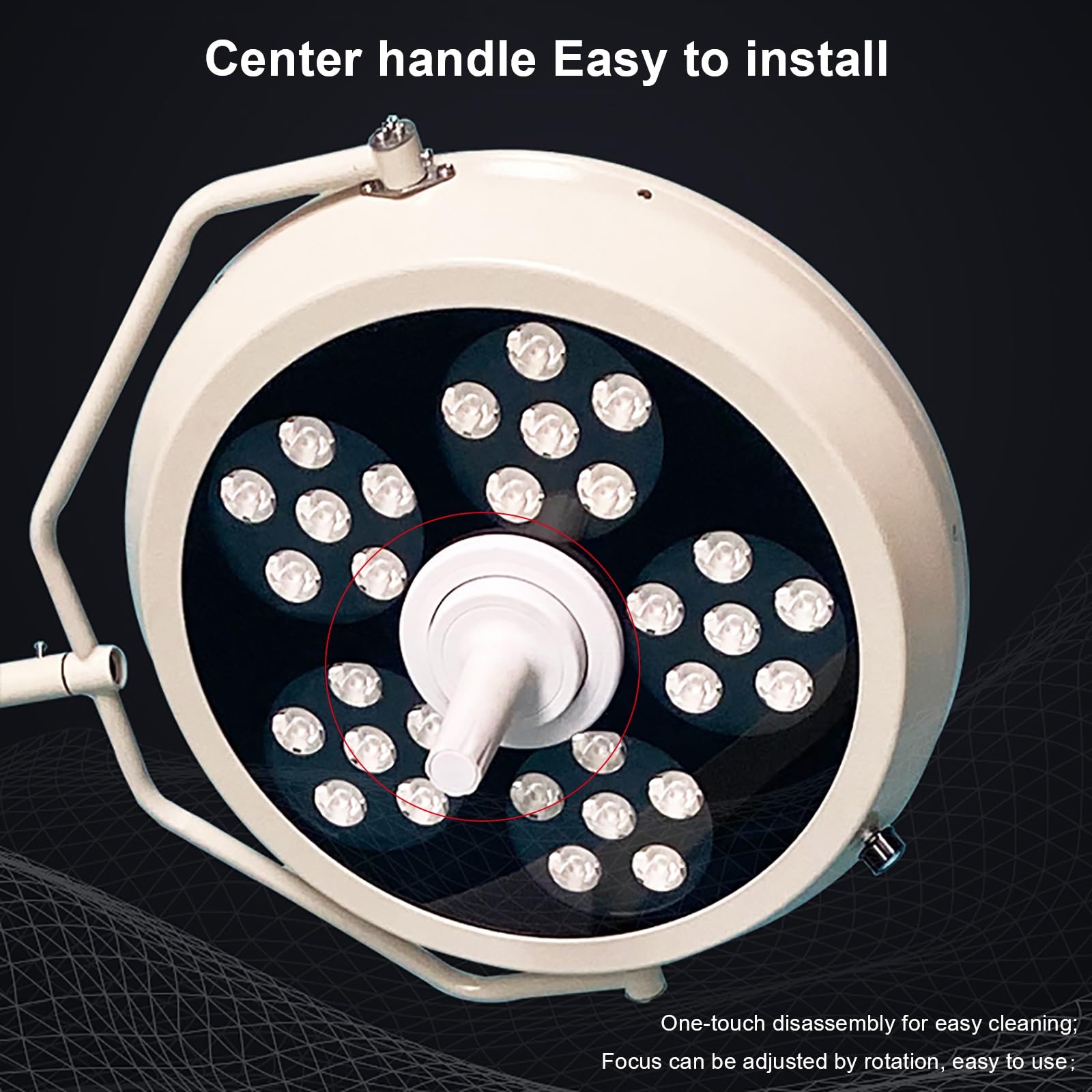 Lampa Zabiegowa LED Bezcieniowa Lampa Zabiegowa Chirurgiczna Mobilna Lampa Zabiegowa Podłogowa Przenośna Lampa Zabiegowa 30 Żarówek LED Obrót o 180° Regulowana Temperatura