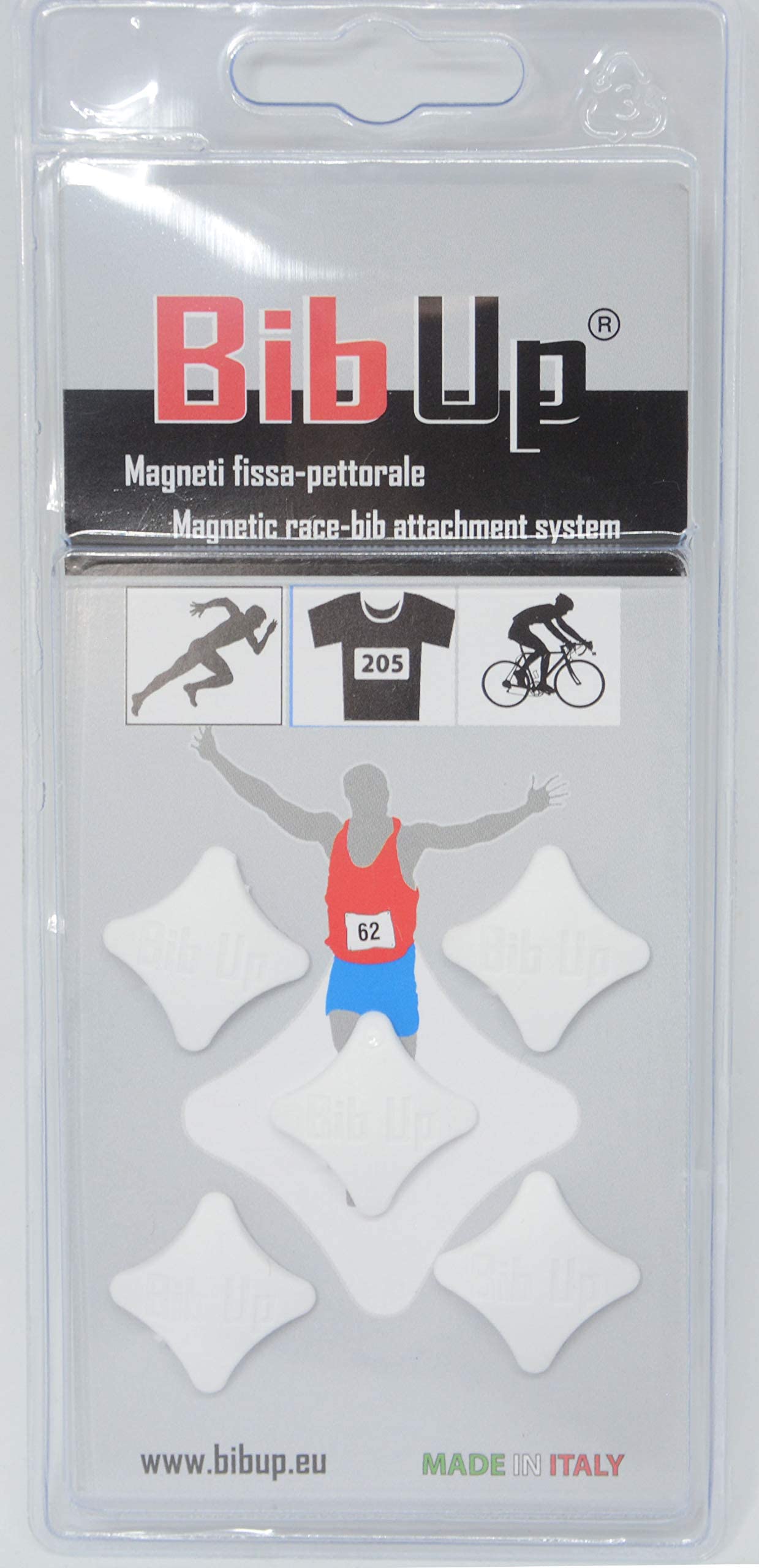 BIBUP . 2018 5 par magnesów - Sdie magnetyczne mocowanie numeru startowego (białe)