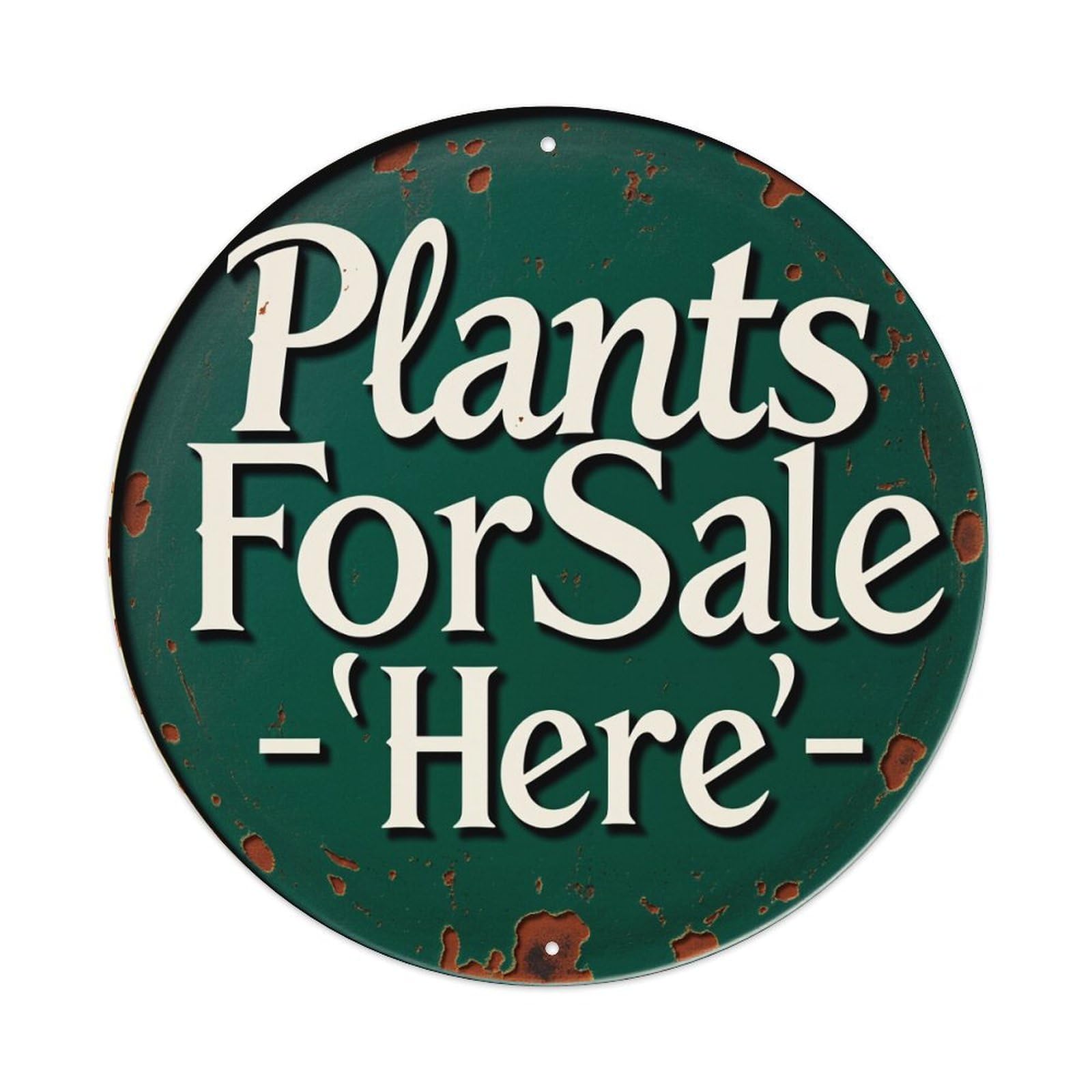 Wmlzdnwr Vintage Plants For Sale Here Round Tin Sign,Retro Wall Art,Metal Poster For Home, Bar, Garage, Cafe, Rustic Indoor & Outdoor Decor, 8X8 Inches