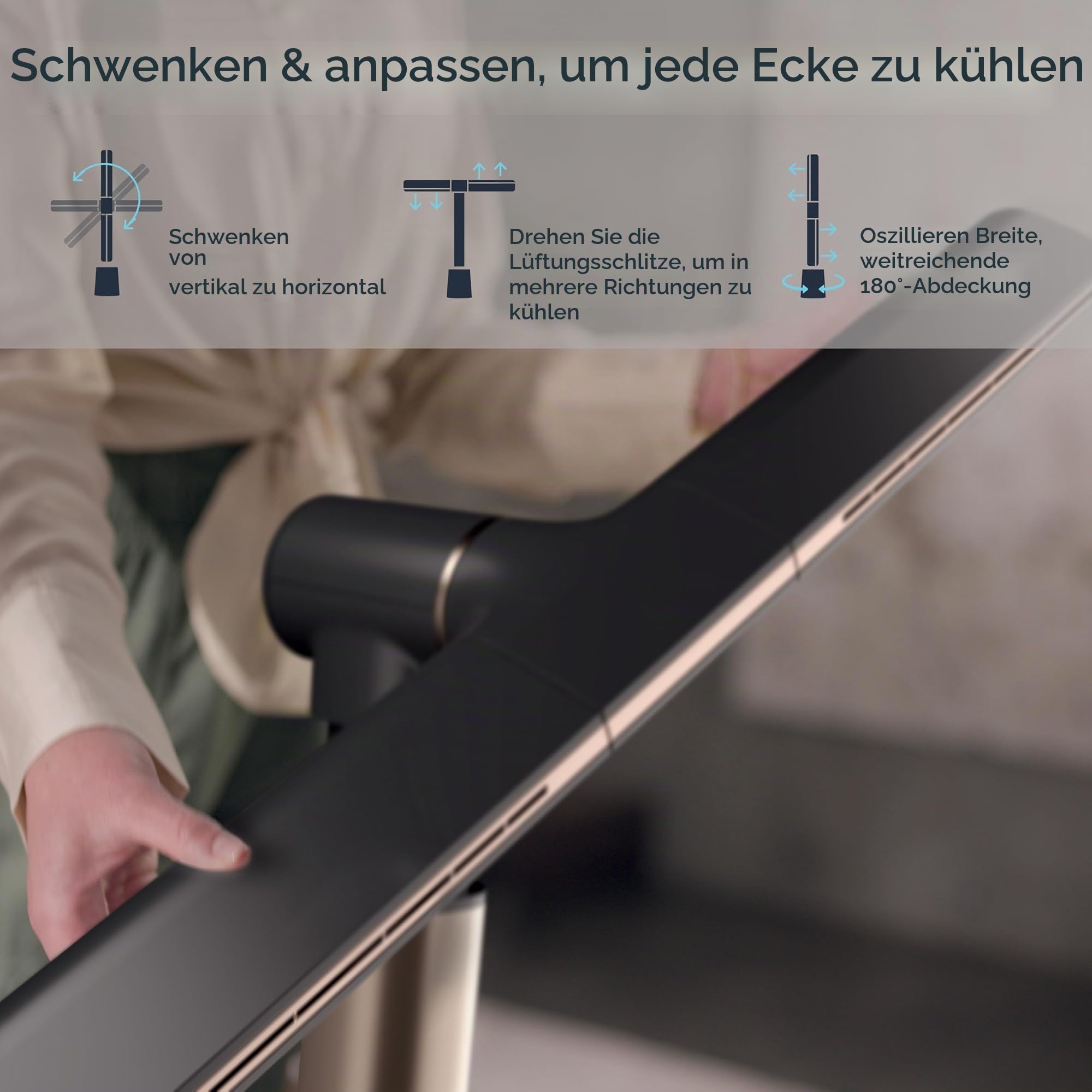 Shark TurboBlade Ventilator – Turmventilator ohne Flügel, ultra-leistungsstark, Hochleistungskühlung bis zu 30 m, Drehungen und Drehungen, 180°-Oszillierung, 10 Geschwindigkeiten, kühlt das Haus,