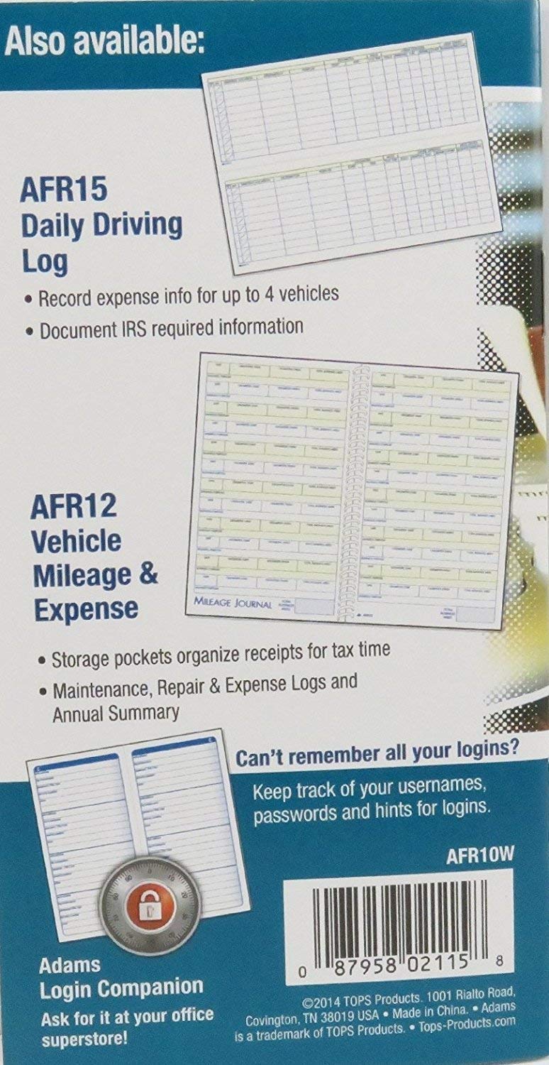 Adams AFR10W Mileage Journal - 2 Pack      Office Product
