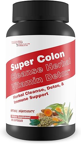 Super Colon Cleanse Herbal Vitamin Detox - Limpieza de hierbas, desintoxicación y apoyo inmunológico - Promueve la digestión saludable y el alivio