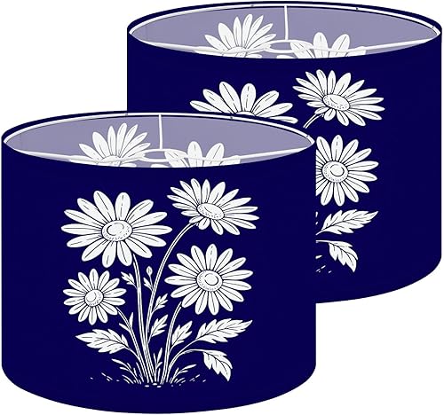 Miniatura 25 de Drum Lamp Shade Naive floral 70s groovy daisy flowers natural tones Retro Lampshade for Floor Lamps Table Lamps Pendant Light 11"x8.9" Replacement