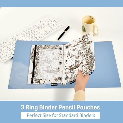 Vista 59 de Gredecor Estuche para lápices con 3 anillos, con cremallera de dinosaurio, paquete de 2 unidades, organizador transparente para la escuela