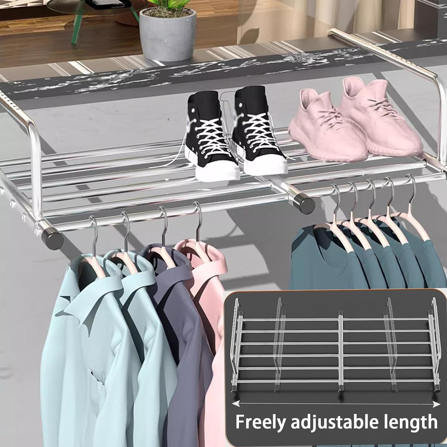 Radiator Clothes Dryer,Folding Retractable Collapsible Drying Rack Clothing, Wall Mounted Clothes Rack,Stainless Steel Laundry Drying Rack, Clothes Drying Rack for Balcony