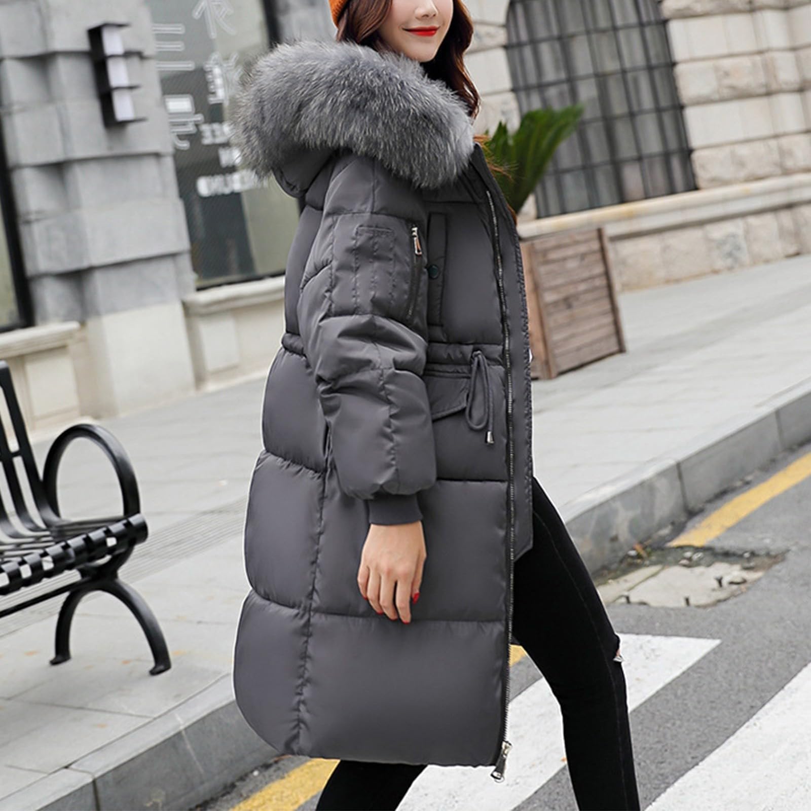 Generisch Cappotto Invernale Gravidanza Piumino Donna Invernale Medio Cappotto Piumone Leggero Donna con Cappuccio Taglie Forti Trench Sottile Manica Lunga Calda Donna