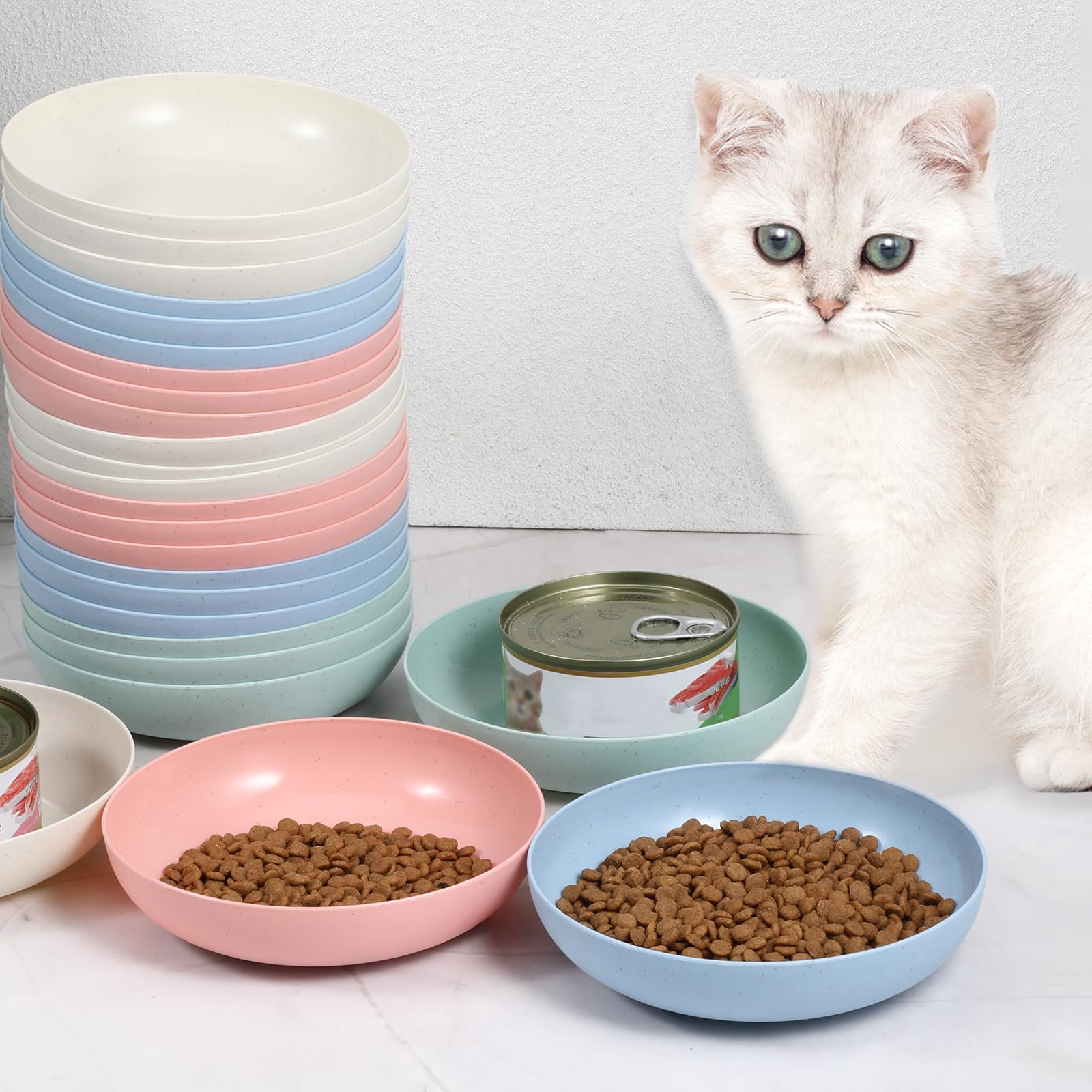 40 piatti per gatti adatti ai baffi poco profondi e larghi per alimenti per animali domestici ciotola per acqua da 15,2 cm baffi per stanchezza ciotole per gatti piatto per cibo per gatti durevole