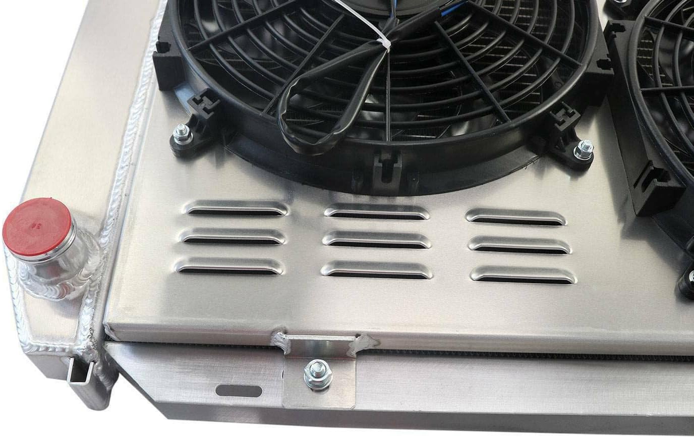 3 Row Radiator Compatible with 1980-1993 Ford Mustang GT/LX Foxbody 5.0L 2.3L Automatic/Manual Performance Cooling 3-Core 1988 1989 1987 (3-Row Radiator Fans Set)