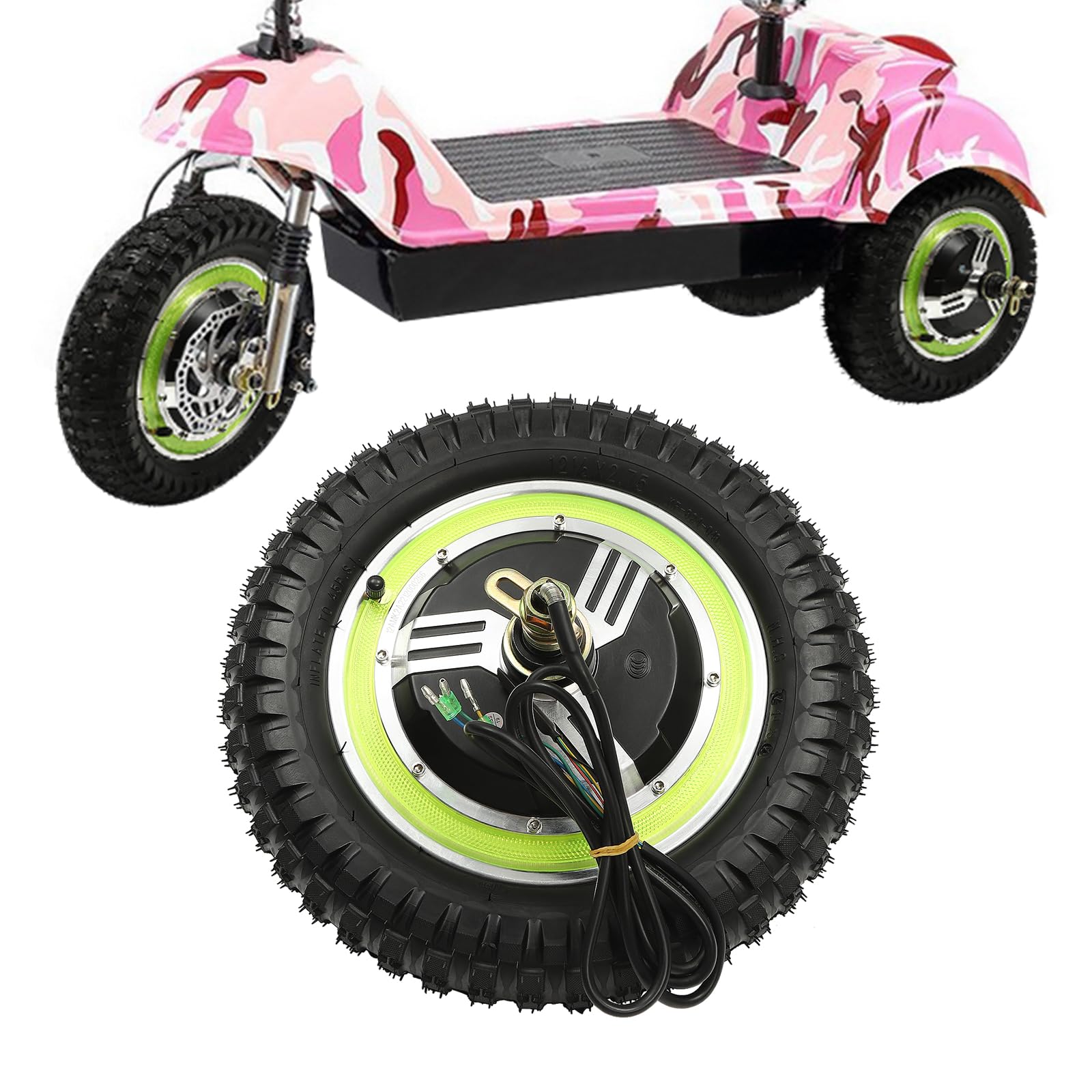 350W Electric Brushless Gearless Motor Kit,24V Motor Electronic Brake Disc Brake,Electric Brushless Motor Gear Front Rear Drive Wheel Hub for 10-14